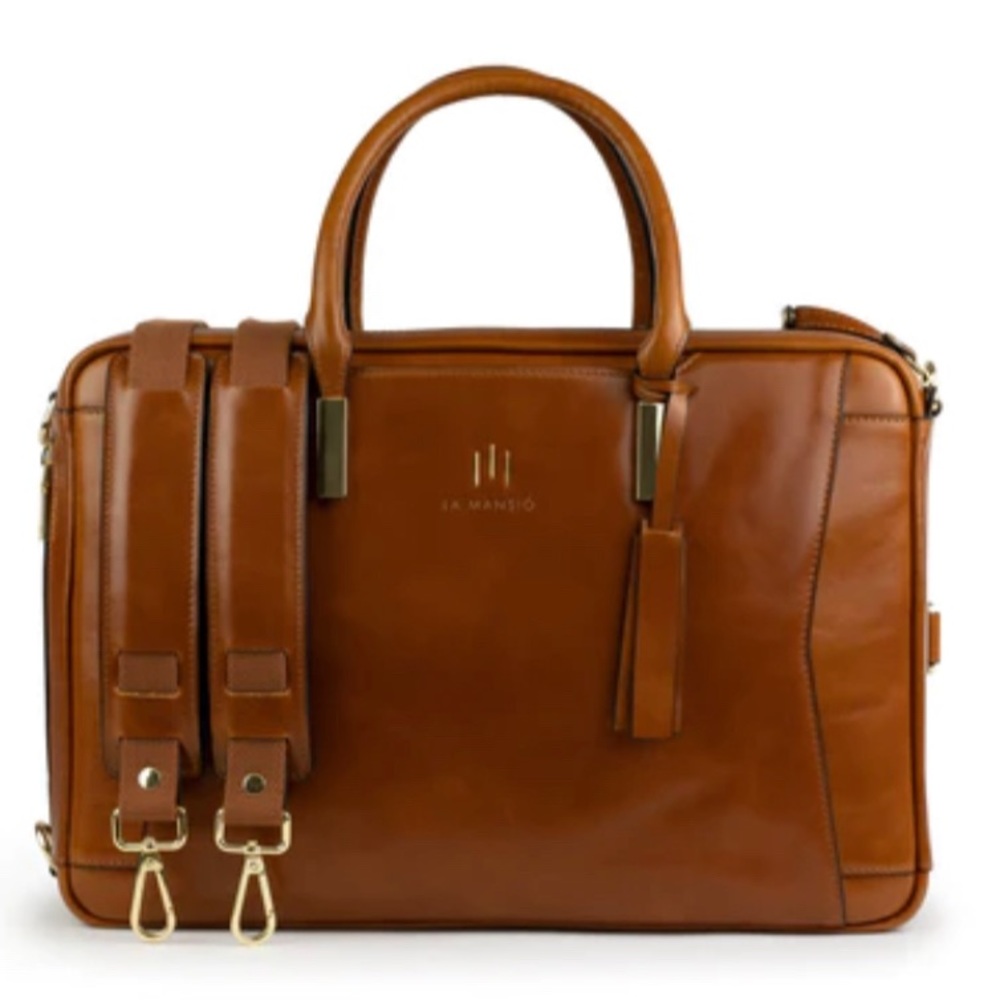 Tan Leather Laptop Bag for Women